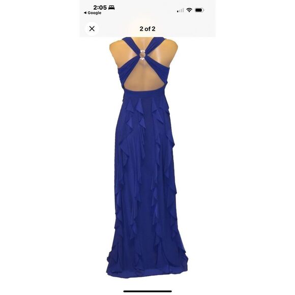 Betsy Adam Royal blue formal dress, layered ruffles going down dress, lightly pa - Picture 2 of 12